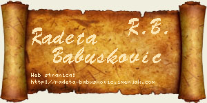 Radeta Babušković vizit kartica